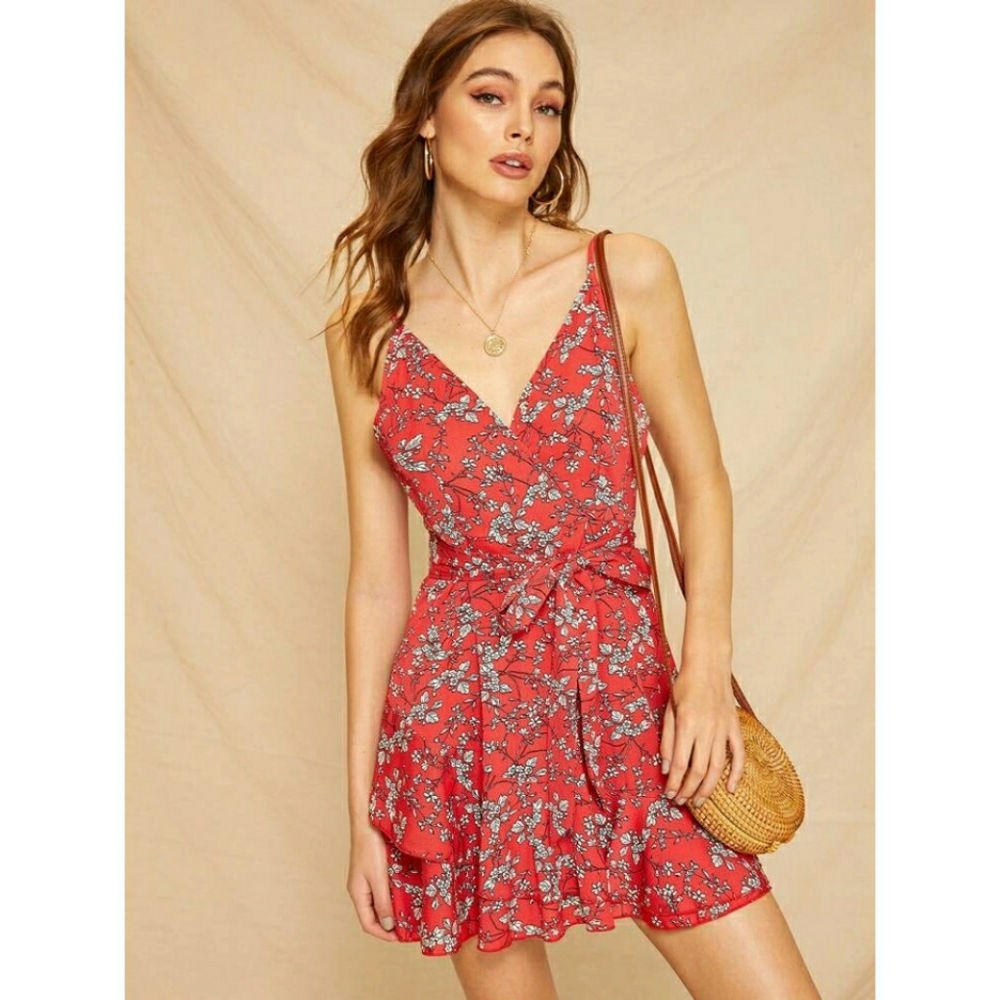 NEW Floral Ruffle Hem Sun Dress Sz M
